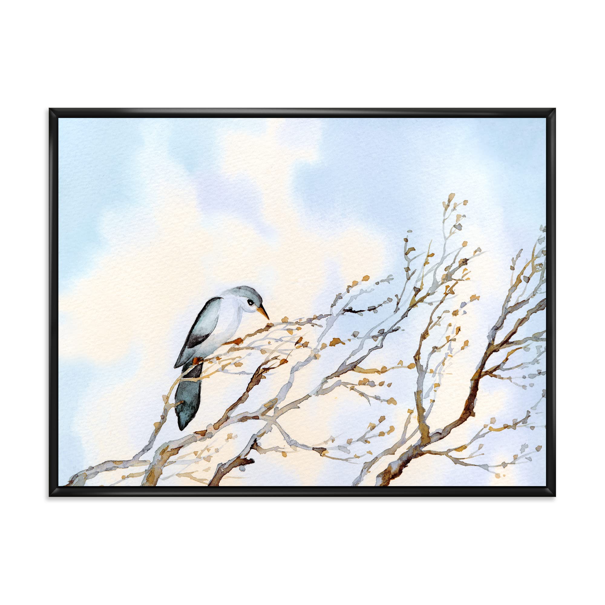 DesignQ Vintage Dead Tree Landscape - Traditional Framed Canvas Wall Art Print for Living Room, Bedroom & Office Decor
