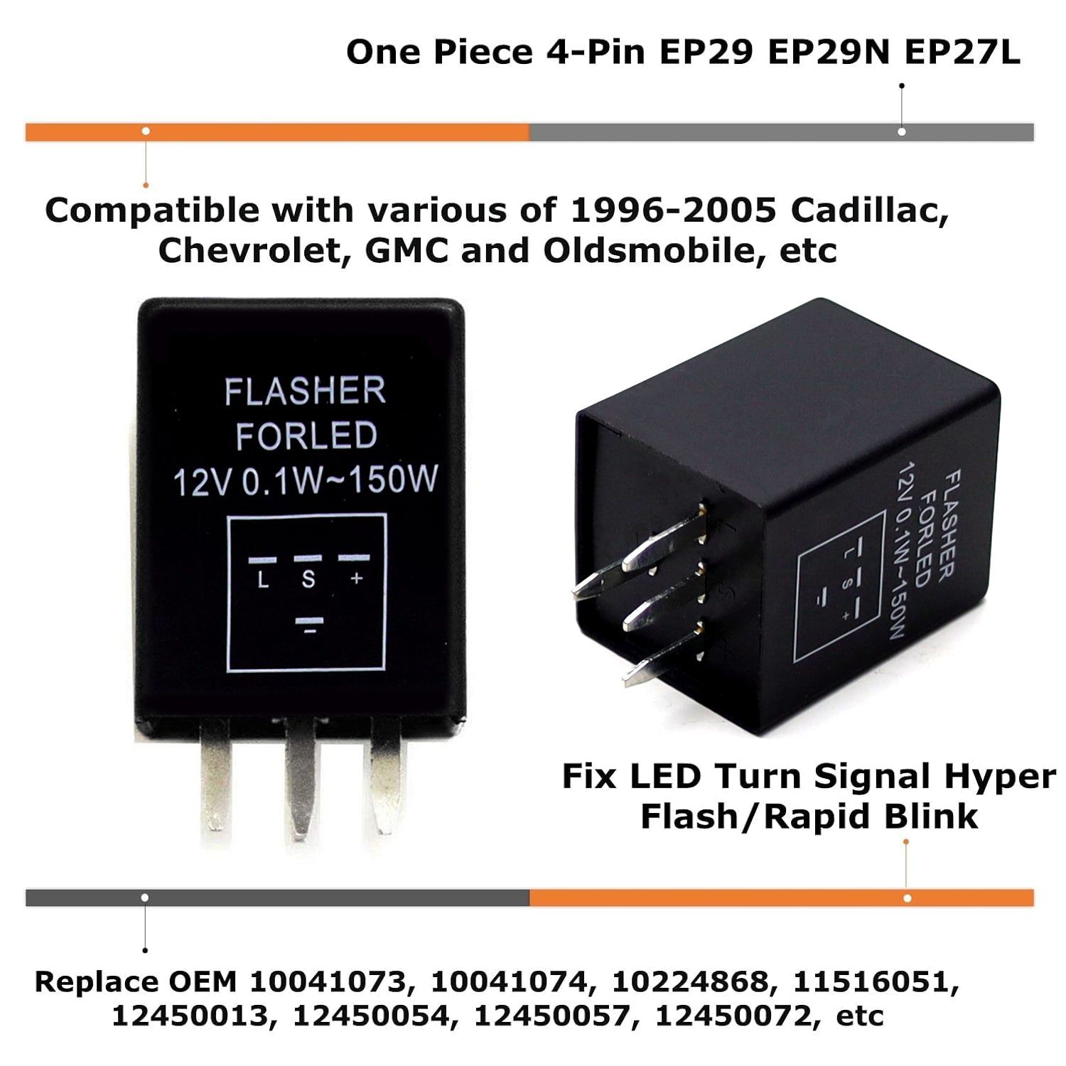 EP29 EP29N 4 Pin LED Flasher Relay - Fix Hyper Flash for LED Turn Signal Lights | Compatible with Motorcycles, Cars & Trucks | Smooth Blinking for Safe Signaling