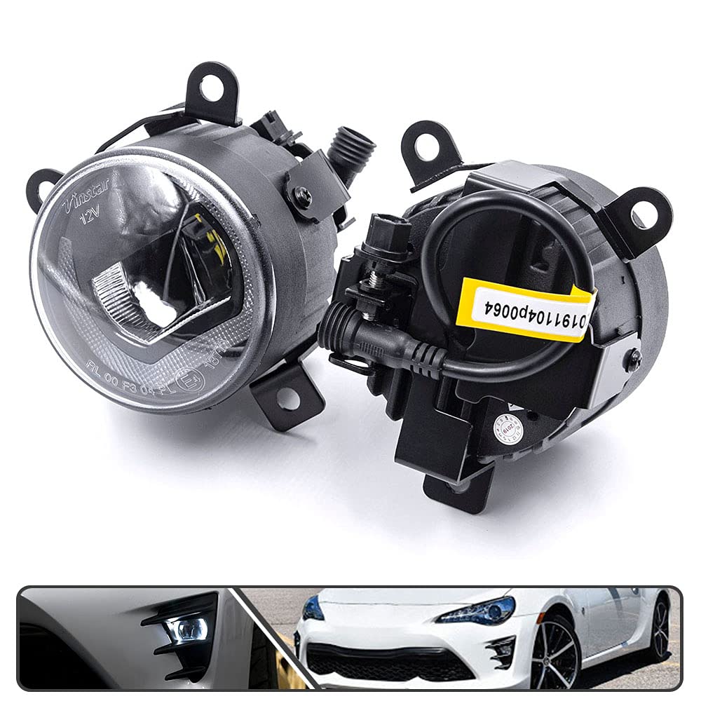 2017-2020 Toyota GT86 White LED Fog Lights & DRL Daytime Running Lights - OEM Style Fog Lamp Bezel Cover - Upgrade for Better Visibility in Rain, Fog & Night Driving