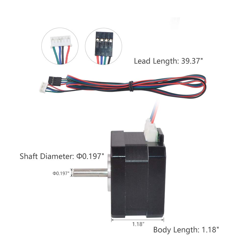 Nema 17 Pancake Stepper Motor 28.33oz-in 1.2A 30mm Bipolar 1.8 Degree 4-Lead for 3D Printer, CNC Machine, Extruder - High Torque Compact Motor for DIY Robotics, Automation & Precision Motion Control