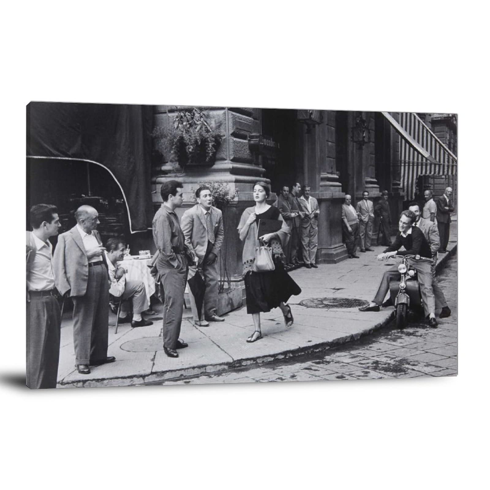 Vintage American Girl in Italy Canvas Wall Art Print - Modern Family Bedroom Decor Poster 24x36 Inches (60x90cm) - Perfect for Living Room, Bedroom & Office Wall Decor