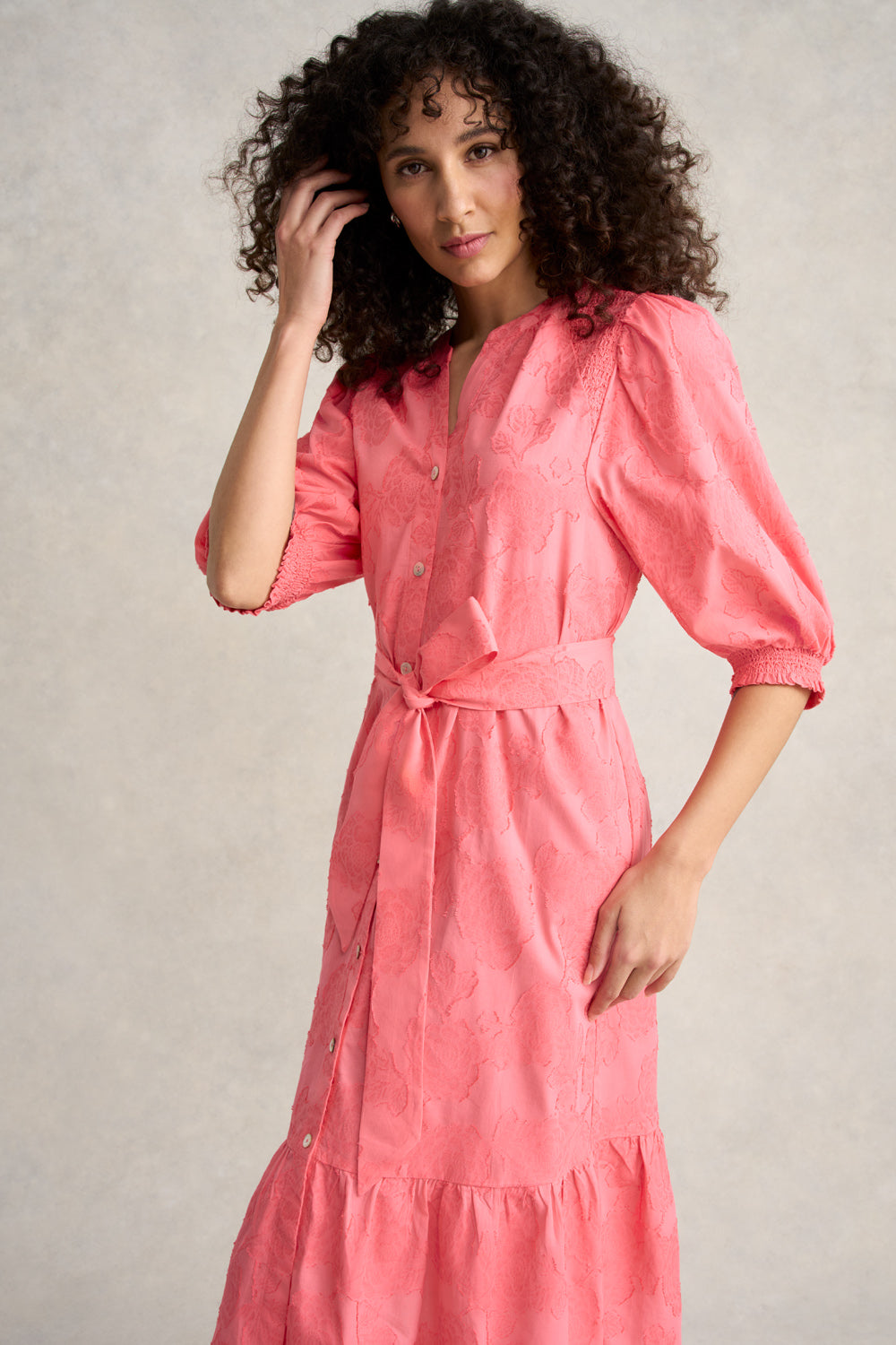 Guava Smock Detail Cotton Dress - Flowy & Comfortable Summer Dress for Women, Perfect for Beach, Vacation & Casual Outings