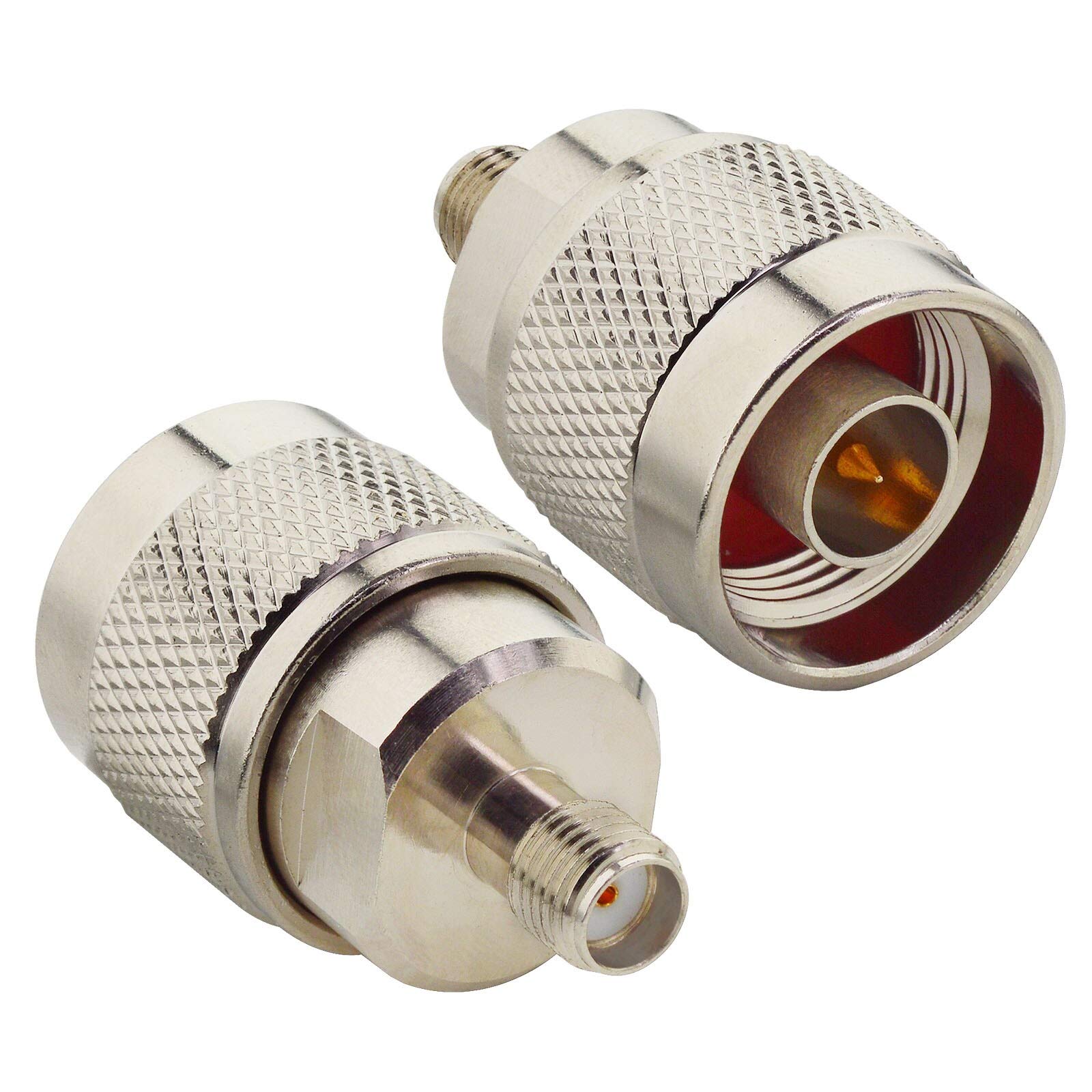 2 Pack SMA Female to N Male RF Coaxial Adapter Connector - High Frequency Coax Cable Adapter for Ham Radio, Antenna, CCTV, WiFi & Networking Equipment
