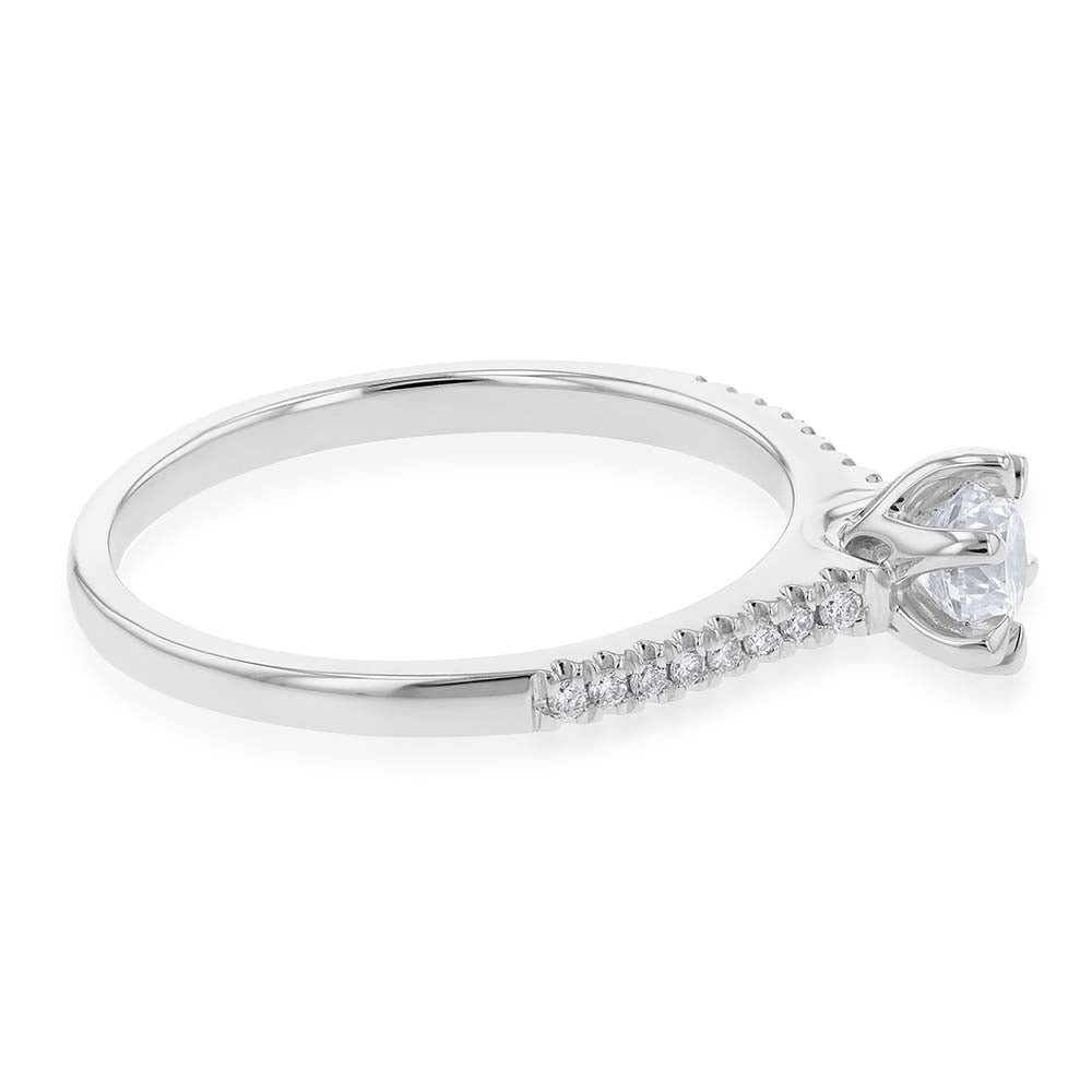 18K White Gold 0.60 Carat Solitaire Diamond Engagement Ring with 1/2 Carat GIA Certified Center Stone - Perfect for Proposals, Anniversaries & Special Occasions