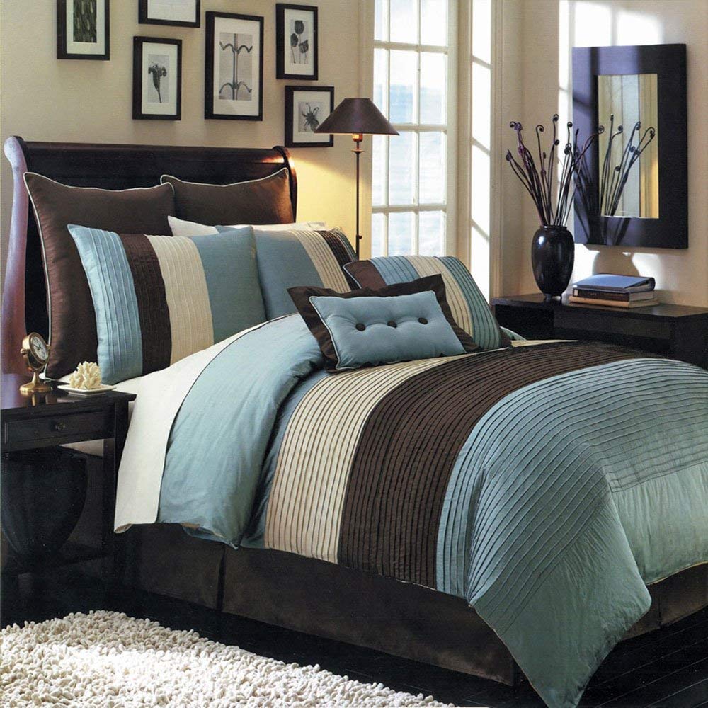Hudson Microfiber 12-Piece Full Size Bed in a Bag Set - Comforter, Sheet Set & Pillowcases in Aqua Blue | Soft & Breathable Bedding for Cozy Sleep | Perfect for Guest Rooms, Dorms & Apartments
