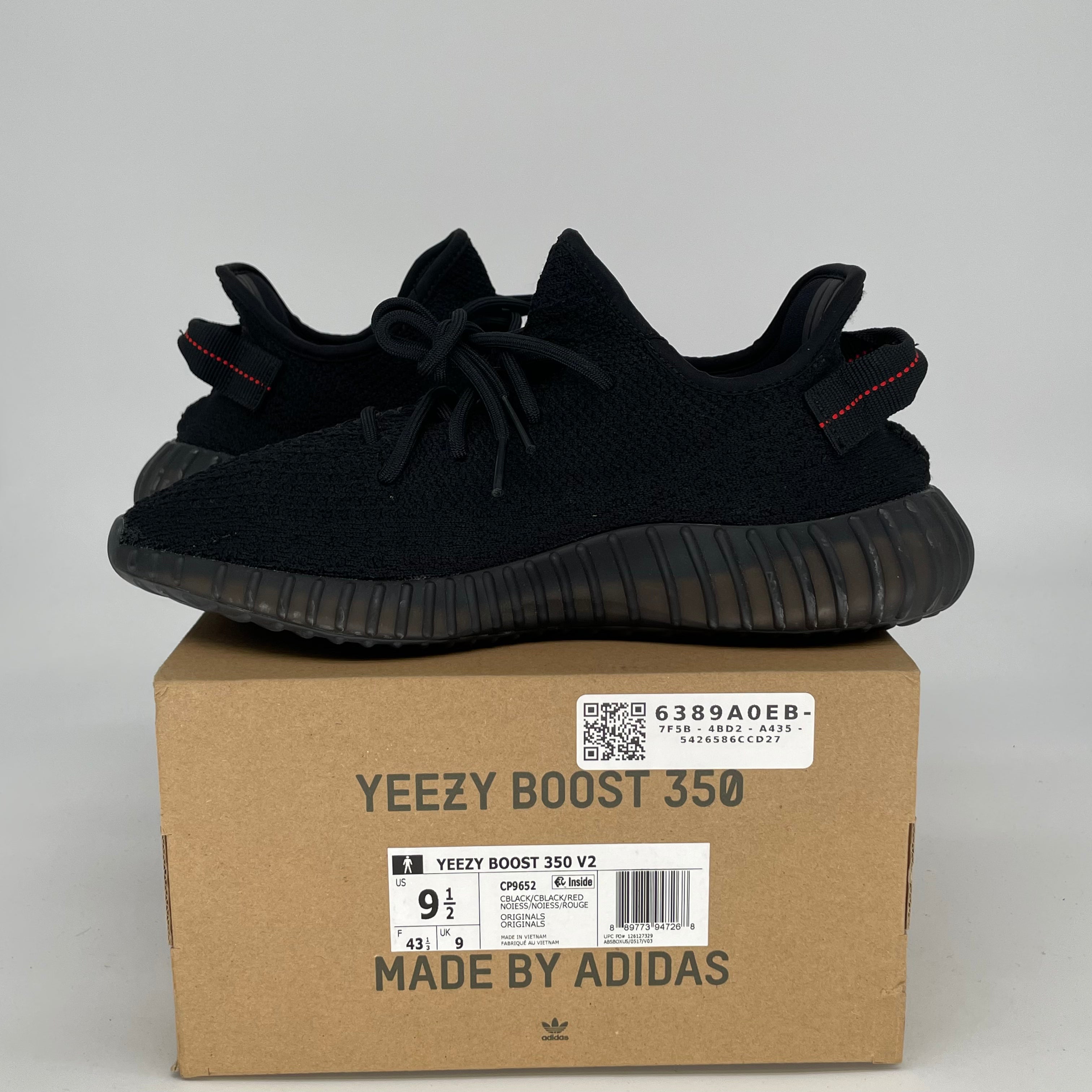 Adidas Yeezy Boost 350 V2 Black Red Sneakers - Men's Size 9.5 / Women's 11 - CP9652 - Perfect for Running, Gym & Streetwear Fashion
