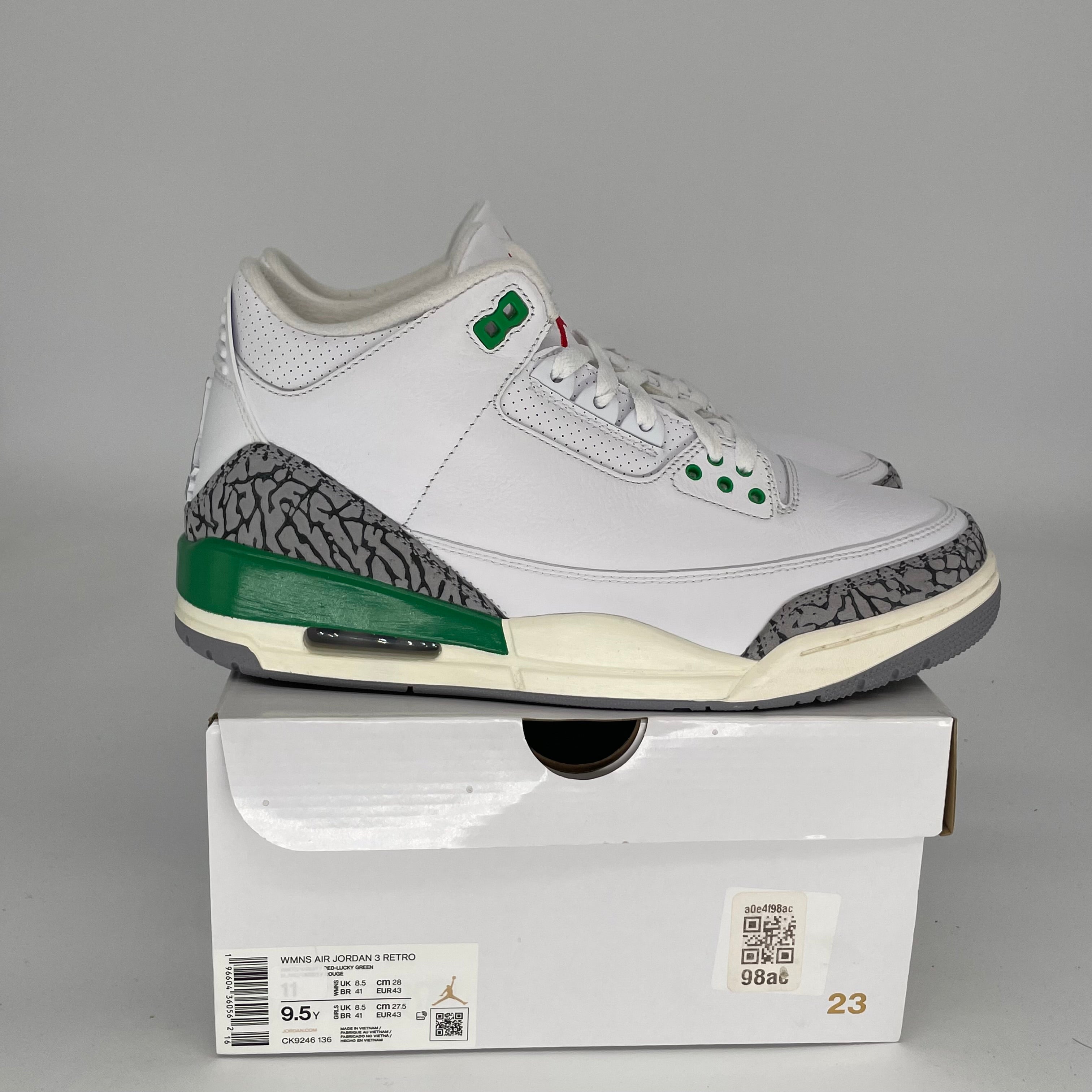 AIR JORDAN 3 Lucky Green Women's Basketball Shoes Size 9.5/11W - Style CK9246-136 | Retro Sneakers for Casual Wear, Gym & Street Fashion