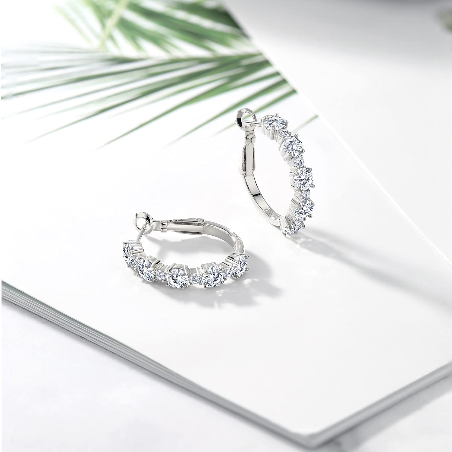 2.60 Cttw White Moissanite Hoop Earrings for Women - 925 Sterling Silver Round 4MM & 2MM - 1 Inch Diameter Dangle Earrings | Perfect for Weddings, Parties & Everyday Elegance