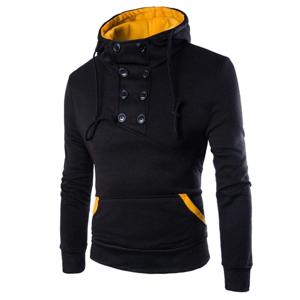 OSTELY Men's Hoodie - Winter Warm Fleece Lined Patchwork Long Sleeve Fitted Coat with Hood | Cozy Sweatshirt for Outdoor Activities, Casual Wear & Street Fashion