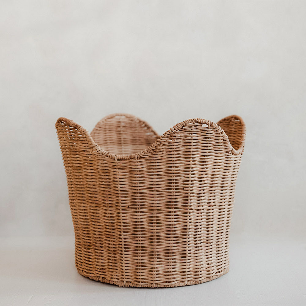 Handwoven Ruby Red Rattan Storage Basket - Stylish Home Organization for Laundry, Toys, and Blankets | Eco-Friendly & Durable