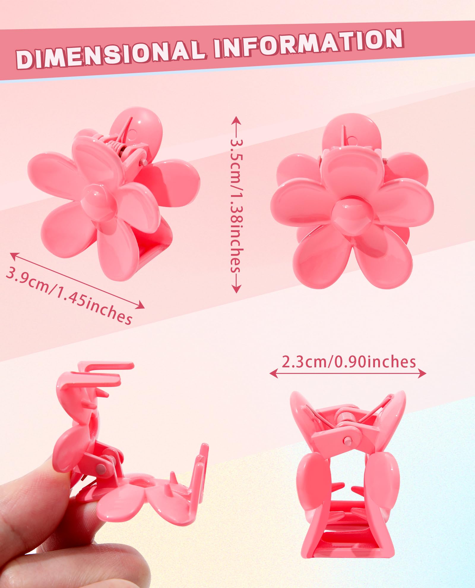 Small Claw Hair Clips & Jaw Clamps for Thin Hair - Glossy Flower Hair Accessories for Women & Girls | Perfect for School, Work & Everyday Styling