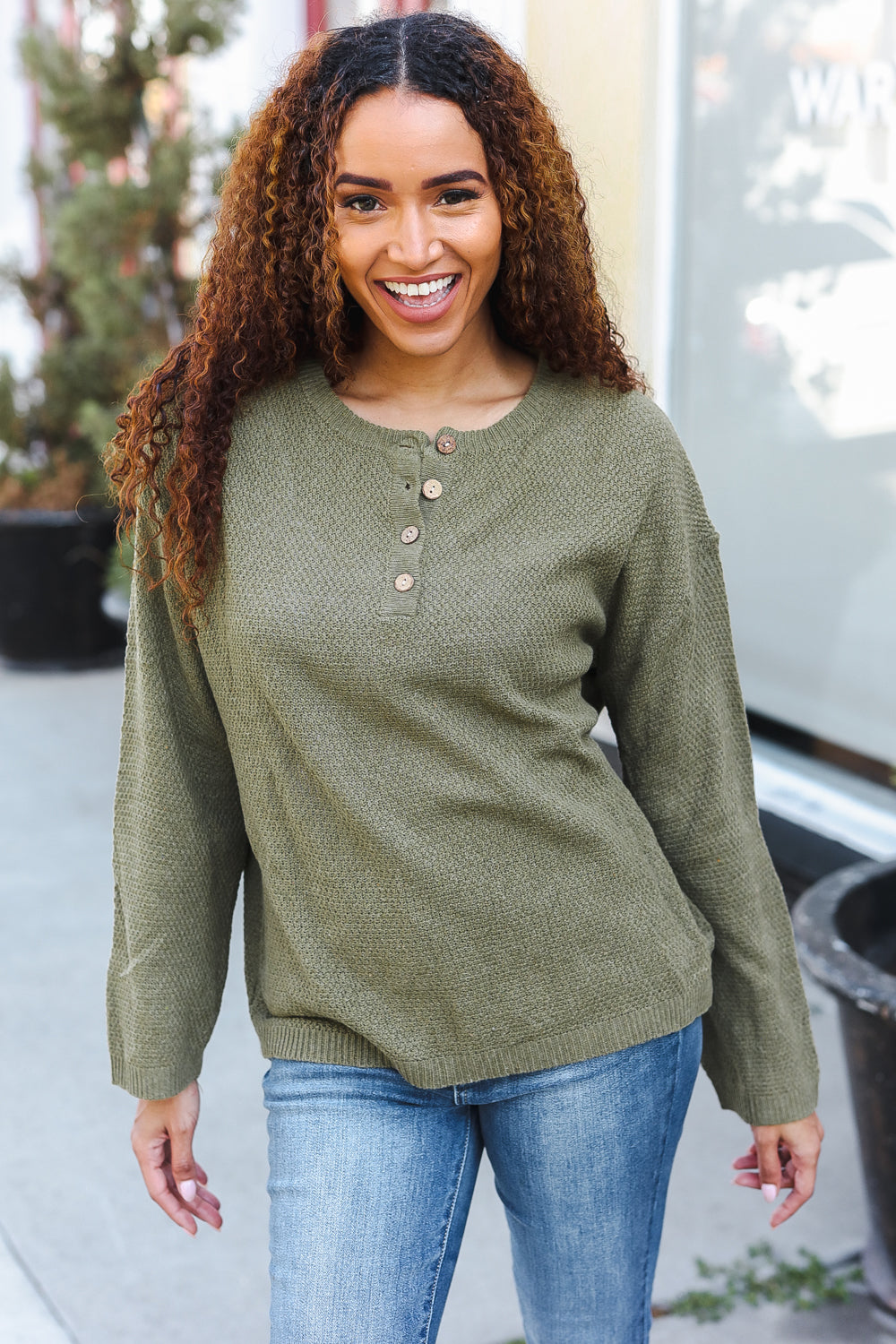 Stylish Moss Green Ribbed Button Down Sweater for Women | Cozy Knit Pullover for Fall & Winter | Perfect for Office, Casual Outfits & Layering
