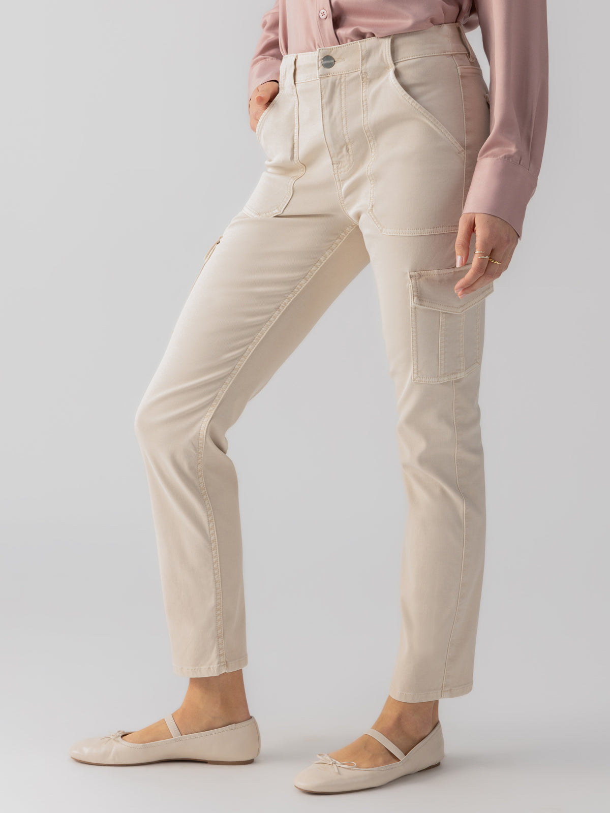 Sculpted Hayden Cargo Pants for Women - High Waist Standard Rise Casual Pants in Toasted Almond | Perfect for Work, Travel & Everyday Wear