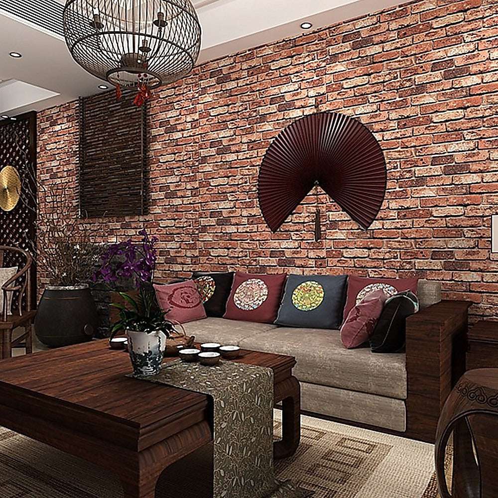 10m 3D Red Brick Print Wallpaper for Home Decor - Peel and Stick Self-Adhesive Wallpaper for Living Room, Bedroom, Kitchen, Office (Easy to Install & Remove)