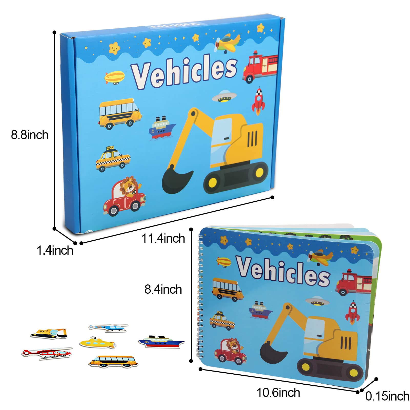 Montessori Preschool Learning Toys for Toddlers - Vehicle Busy Book, Sensory Educational Toys for Boys & Girls - Perfect for Autism Learning, Christmas & Birthday Gifts - Ideal for Home, Classroom & Travel Playtime