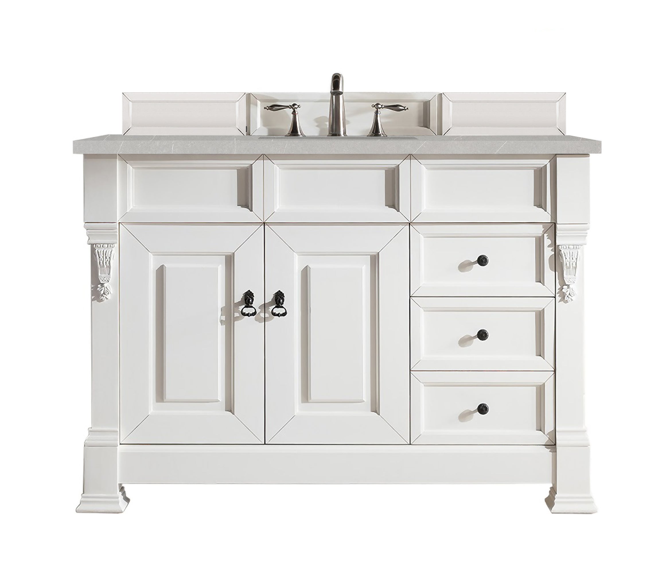Brookfield 48 Inch Single Bathroom Vanity Set with Bright White Finish & 3CM Eternal Serena Quartz Countertop - Perfect for Modern Bathrooms & Home Renovations