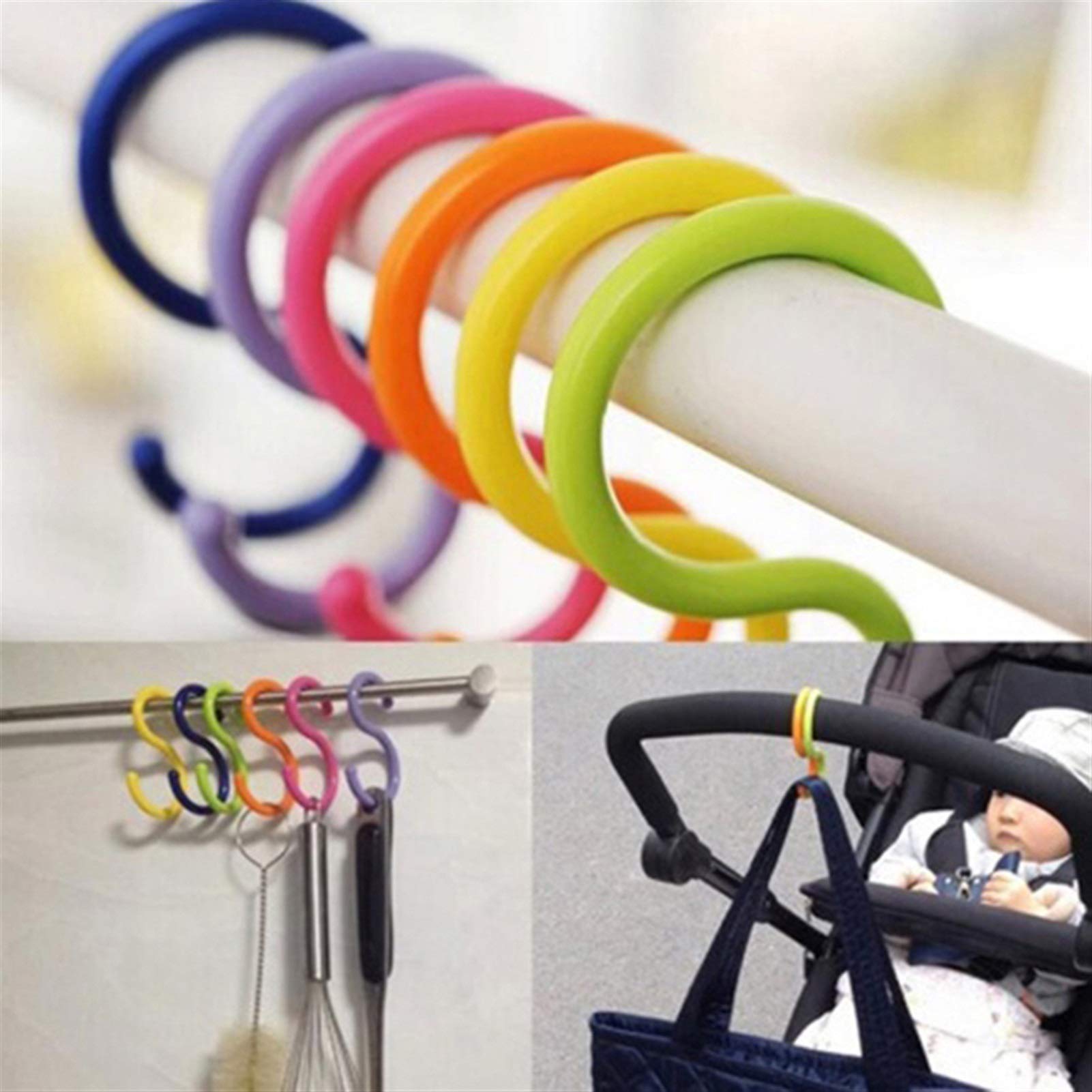6Pcs S-Shaped Plastic Hooks for Kitchen, Bathroom & Home Organization
