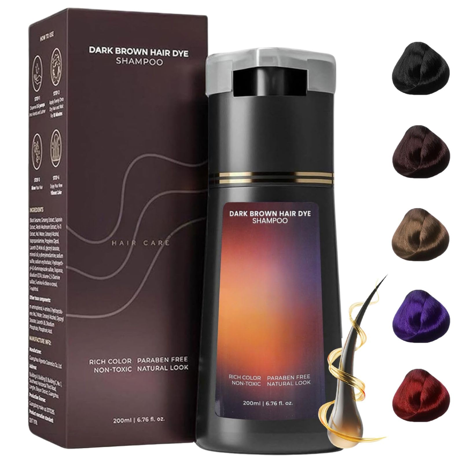 Polar Hair Dye Shampoo for Gray Coverage - Instant Hair Color Shampoo for Women & Men (Dark Brown) | Permanent Hair Coloring Solution for Natural-Looking Results at Home | Perfect for Touch-Ups Between Salon Visits & Quick Root Coverage