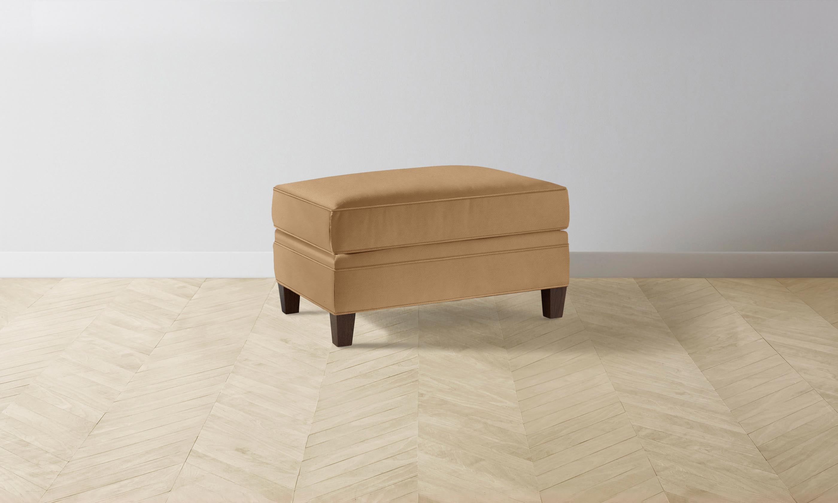 Carmine Ottoman with Pebbled Leather in Latte - Stylish Footrest & Accent Chair for Living Room, Bedroom, or Office