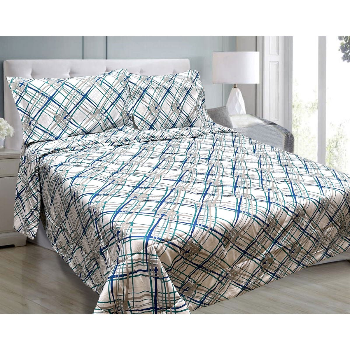 Lightweight 3-Piece Comforter Set Queen/King - Hotel Luxury Oscar Crisscross Design for Bedroom, Guest Room & Airbnb