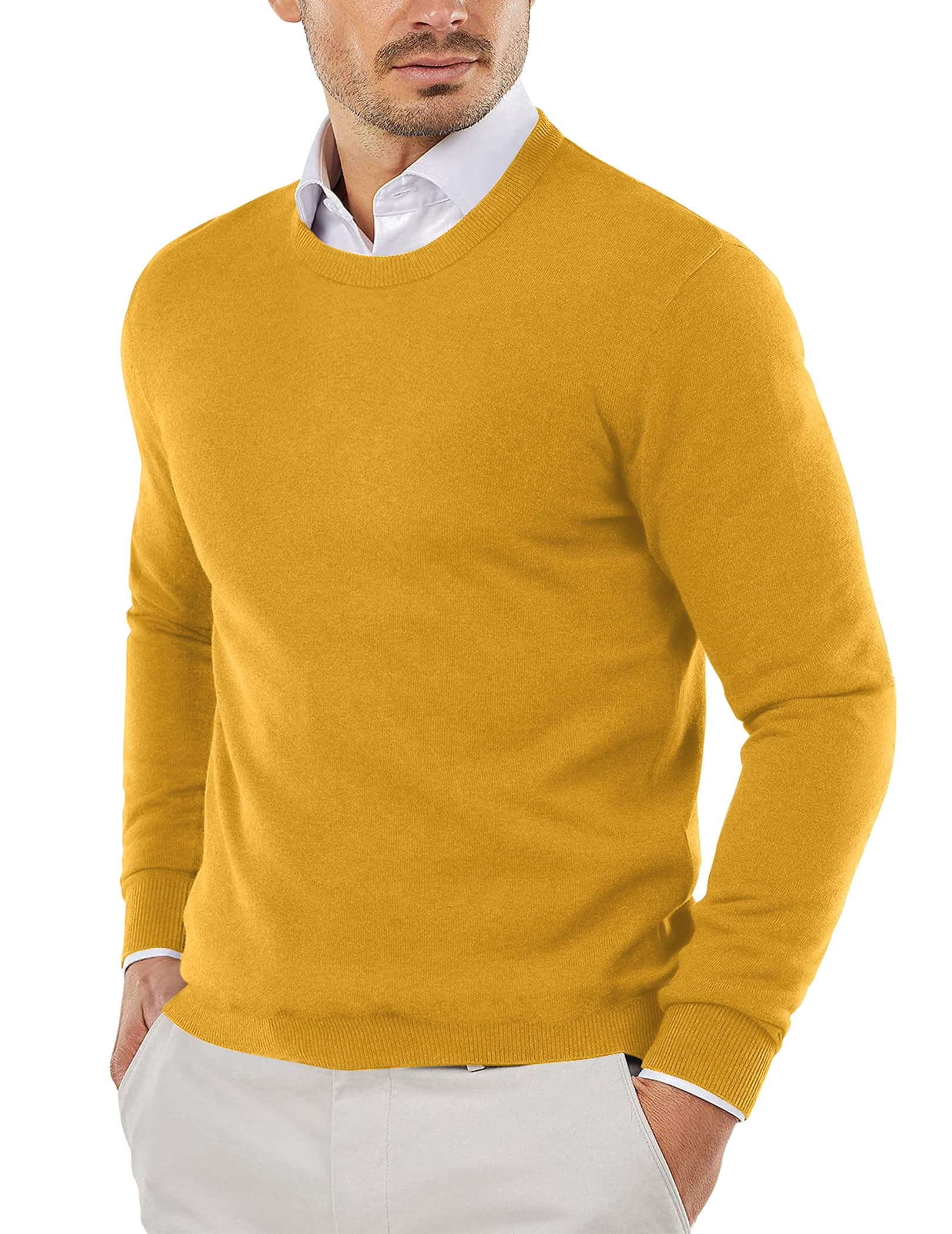 COOFANDY Men's Slim Fit Lightweight Knit Sweater - Crew Neck Pullover Sweatshirt for Casual & Dressy Wear | Office, Date Night, Fall Layering