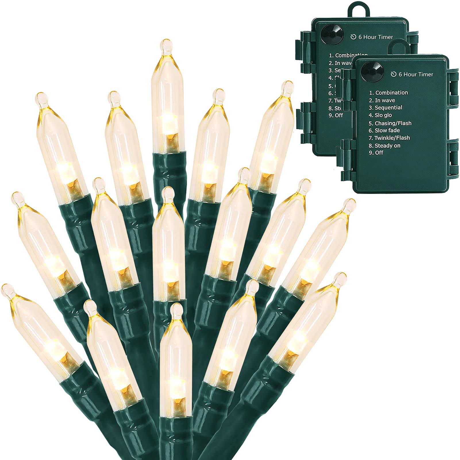 2 Pack 50 LED Battery Operated Christmas Lights - Waterproof Mini String Lights with 8 Lighting Modes for Xmas Tree, Garden, Party, Wedding - Indoor & Outdoor Holiday Decor (Warm White) - Perfect for Home, Yard, Patio, and Festive Celebrations