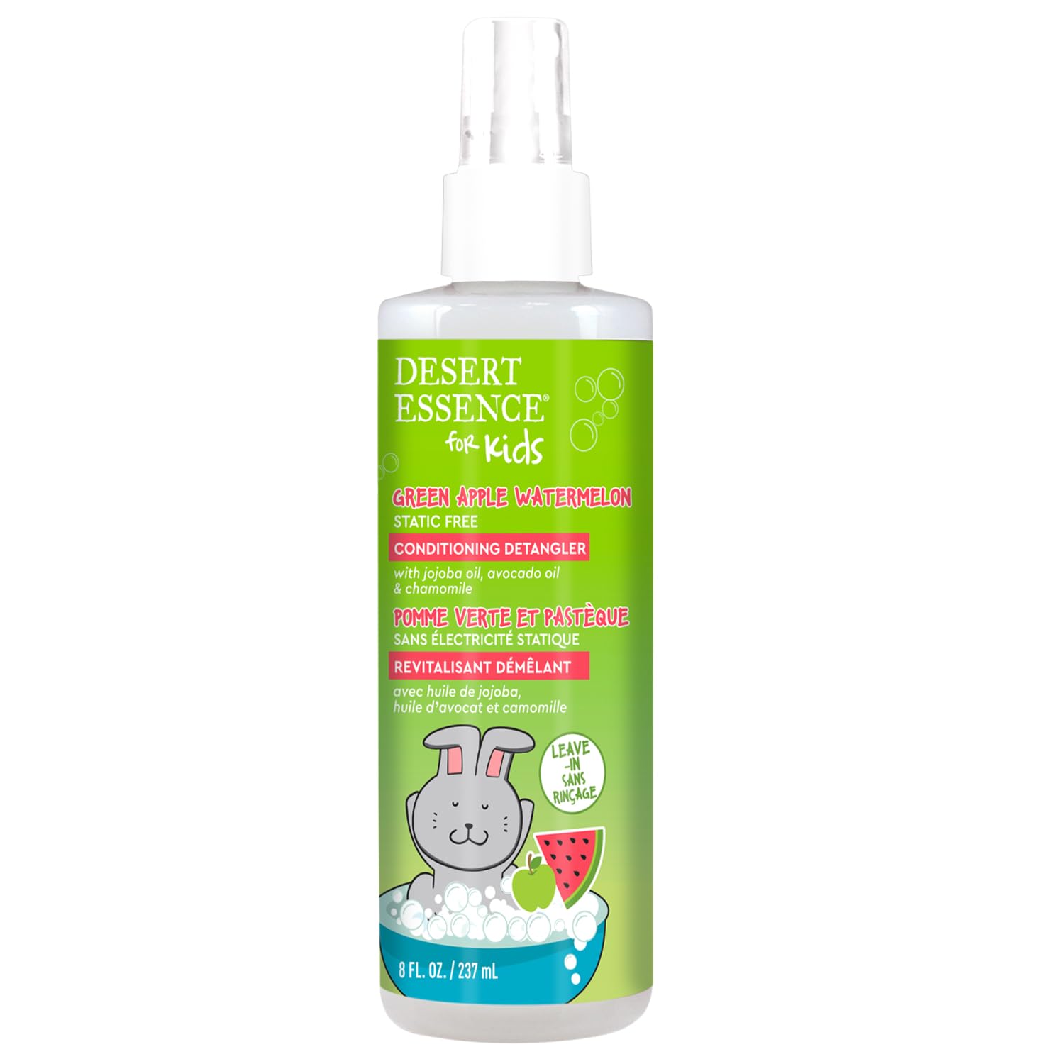 Desert Essence Kids Green Apple Watermelon 2-in-1 Shampoo & Body Wash + Conditioning Detangler Bundle 12 fl oz | Vegan, Gluten-Free, Cruelty-Free | Nourishing Formula for Soft Hair & Skin | Perfect for Kids Bath Time & Daily Hair Care