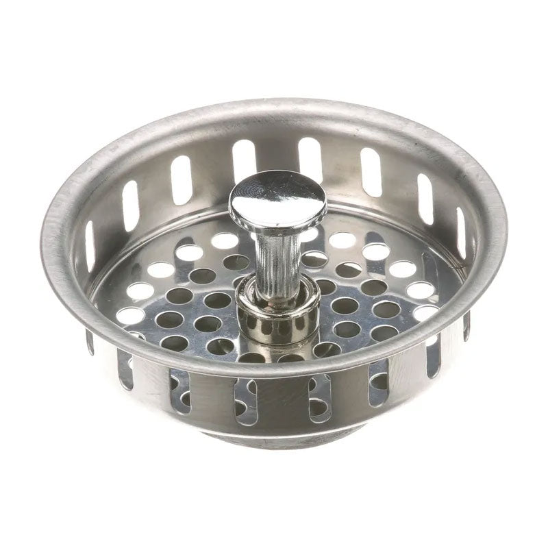 FMP 1021062 Stainless Steel Drain Basket Strainer, 3 1/2 Inch - Perfect for Kitchen Sinks, Bathroom Drains & Food Prep Areas