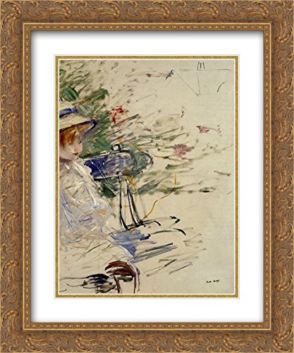Berthe Morisot Little Girl in a Garden Art Print - 20x24 Inch Gold Ornate Framed Museum Quality Painting with Double Matting - Perfect for Nursery, Bedroom, or Living Room Wall Decor