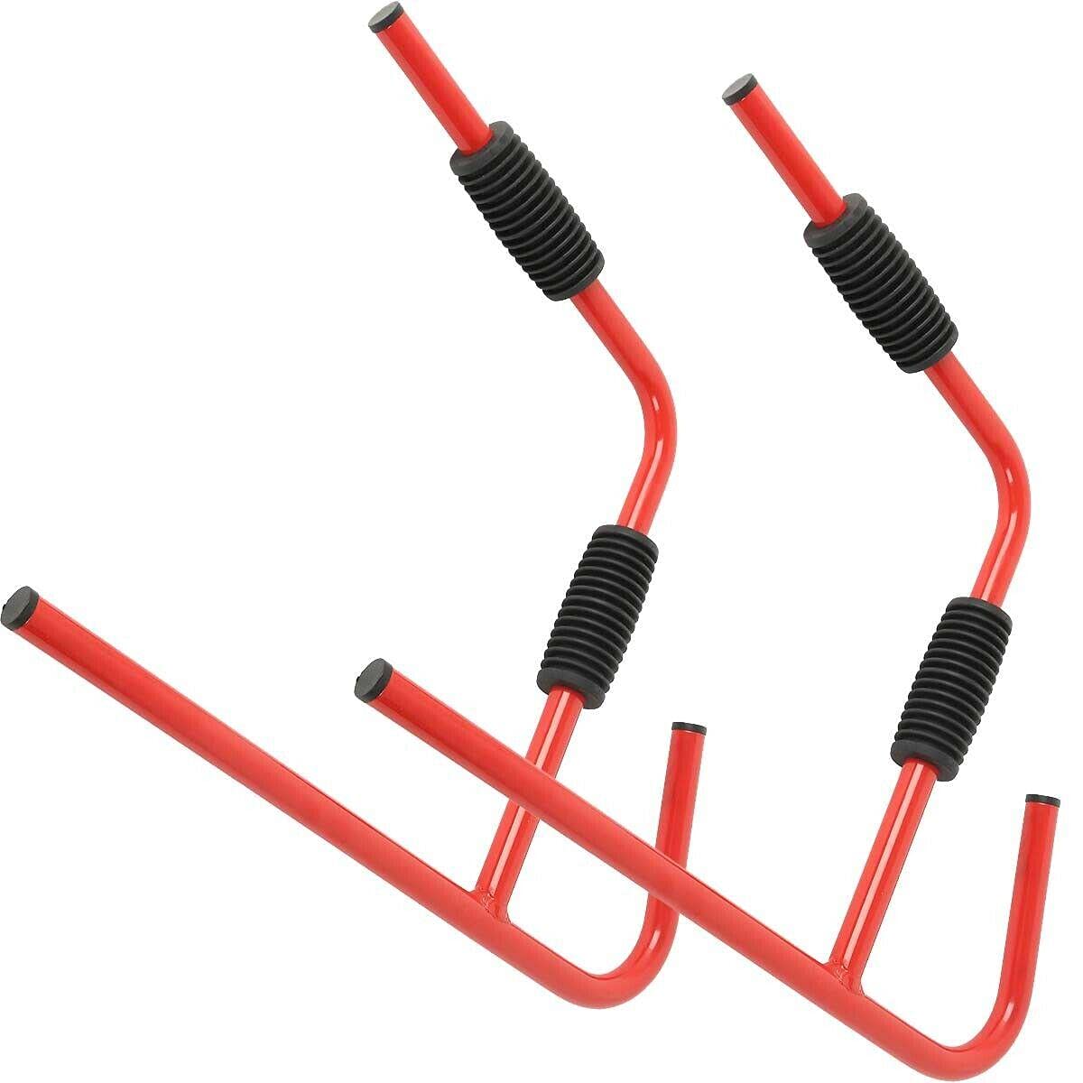 MagnifiQ 4-Pair Folding Kayak Rack Wall Mount - Heavy Duty Canoe, Surfboard & Paddleboard Storage System - Space Saving Garage/Wall Holder for Kayak Stand & Organization (Red) - Perfect for Garage, Shed, or Outdoor Storage