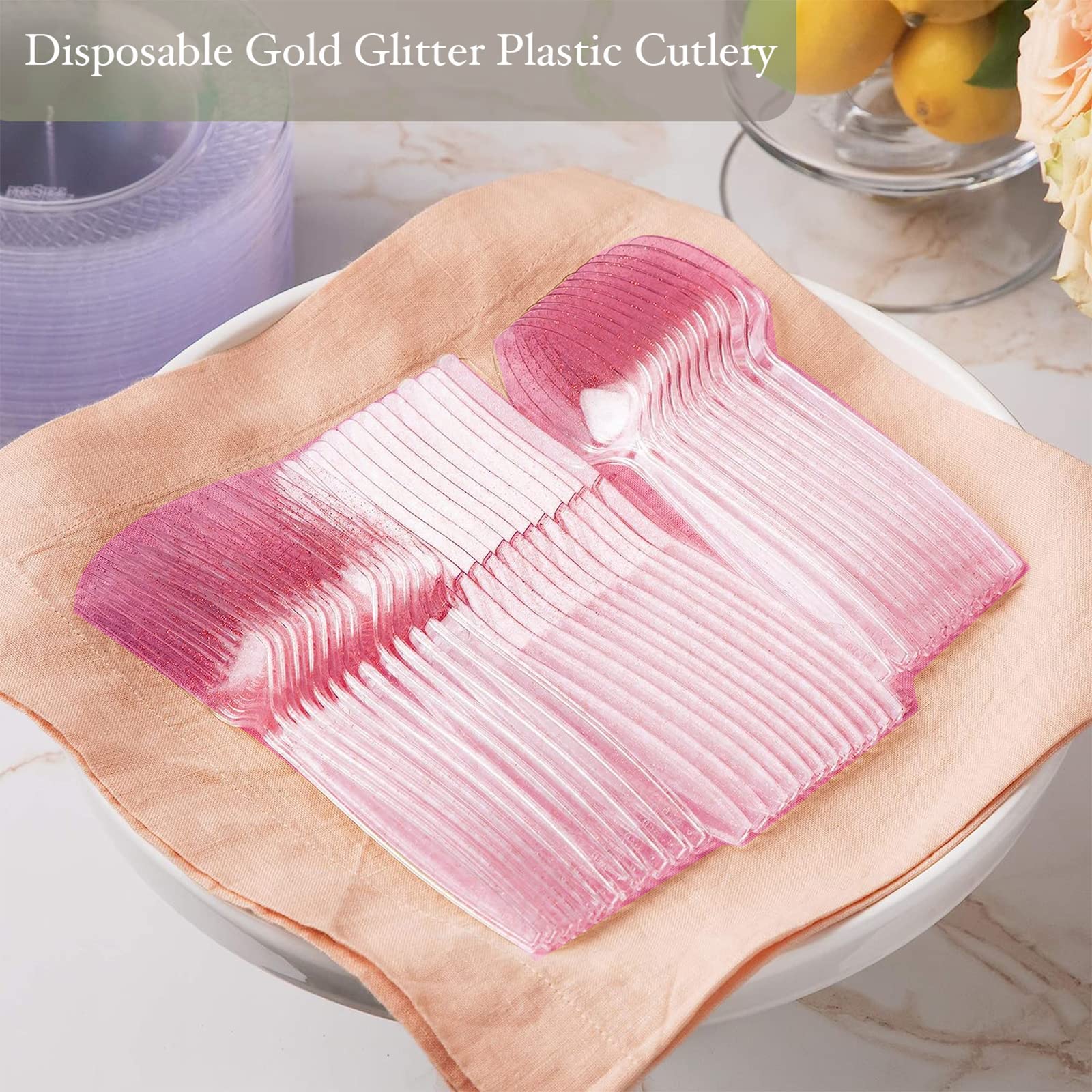 175PCS Rose Gold Baby Shower Disposable Dinnerware Set for Girls - Elegant Party Plates, Cups & Cutlery for 25 Guests | Perfect for Birthday Celebrations, Bridal Showers & Special Events