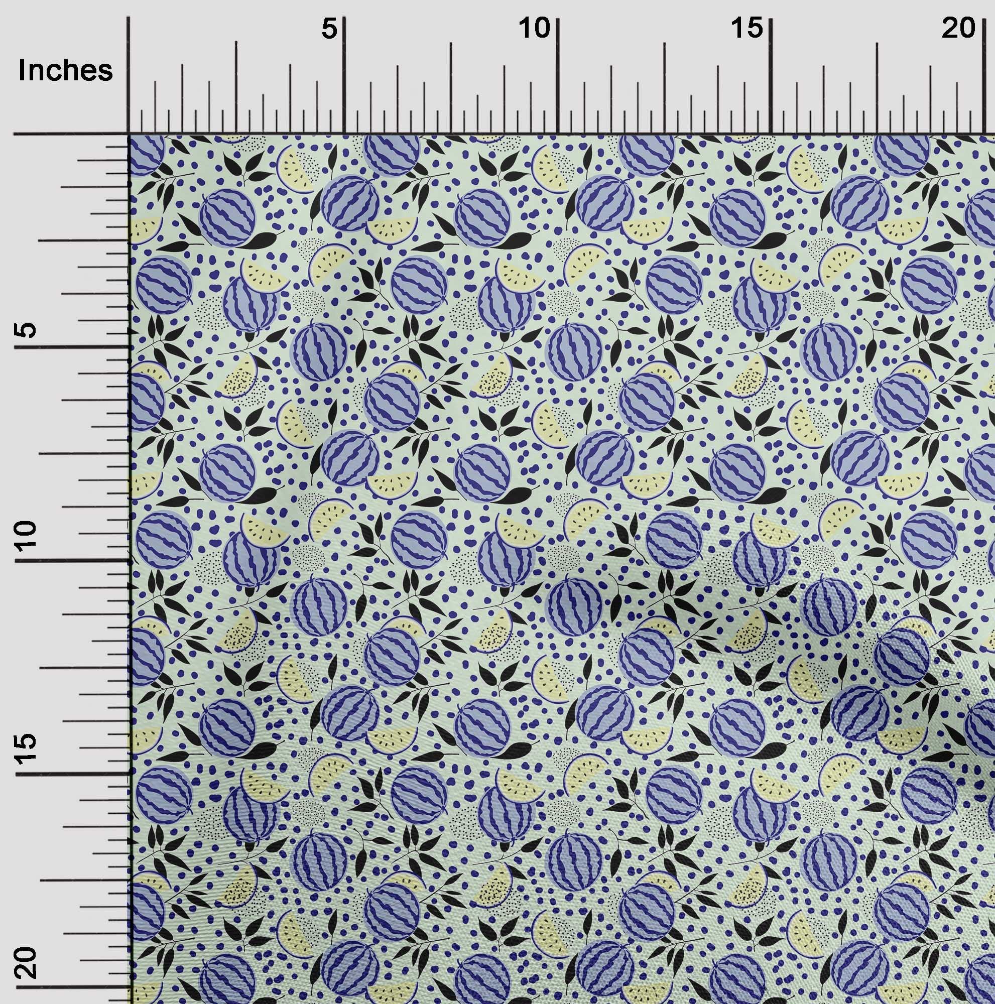 oneOone Georgette Viscose Mint Green Watermelon Print Fabric - 42 Inch Wide for DIY Clothing, Dresses, Scarves & Home Decor Sewing Projects | Premium Sewing Supplies by The Yard