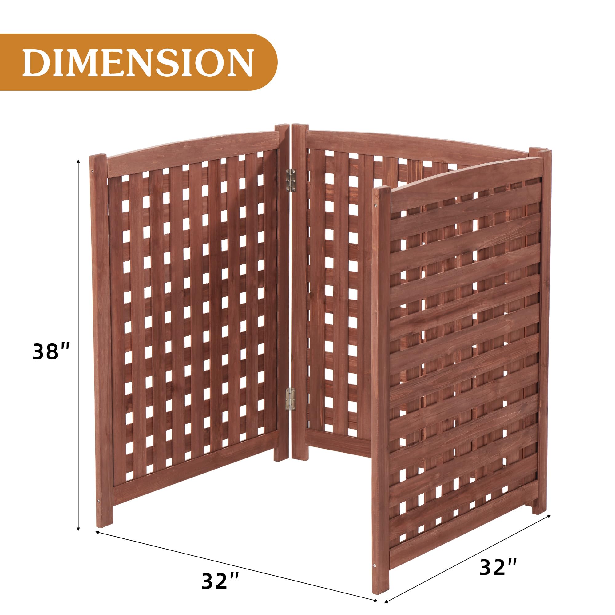 Knocbel Solid Wood Privacy Screen - Decorative Fence for AC Units, Trash Cans, Patio & Garden | Flower Bed Border & Animal Barrier | Easy Assembly (Brown) | Perfect for Outdoor Privacy & Yard Decoration