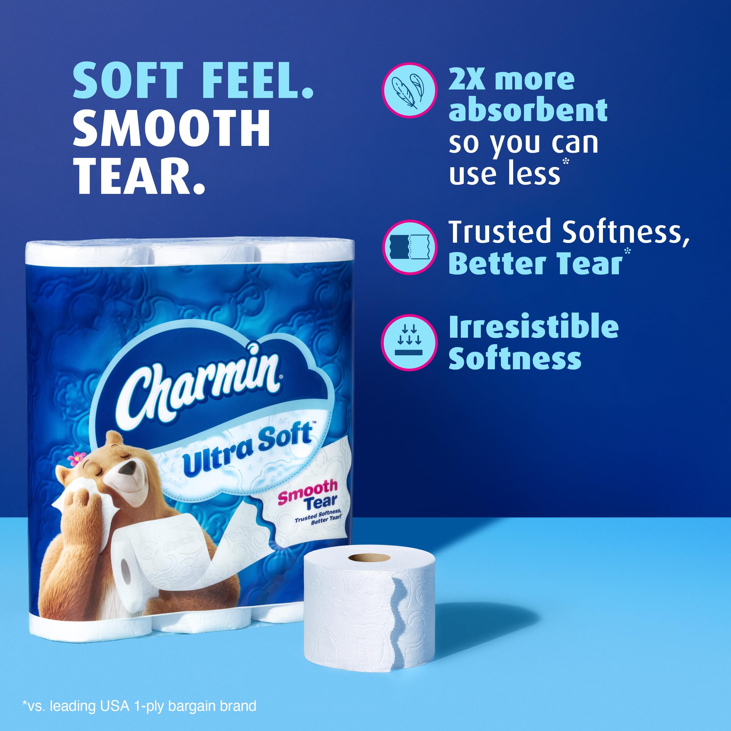 Charmin Ultra Soft Toilet Paper - 18 Mega XL Rolls (Equivalent to 108 Regular Rolls) | Premium Bath Tissue for Gentle Clean | Perfect for Home, Office & RV Use