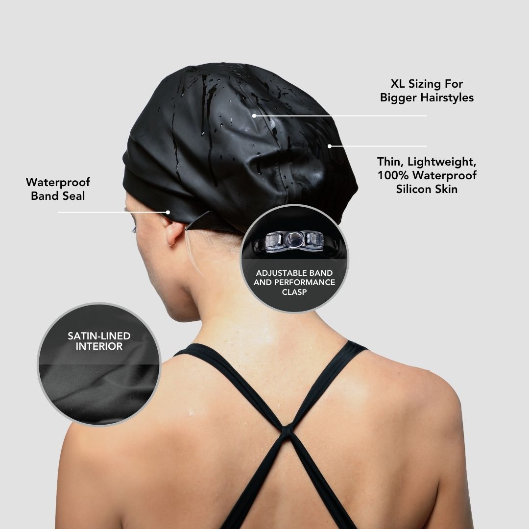 Waterproof Satin-Lined Adjustable Sport Swim Cap for Women & Men – Ideal for Swimming, Triathlons & Water Aerobics