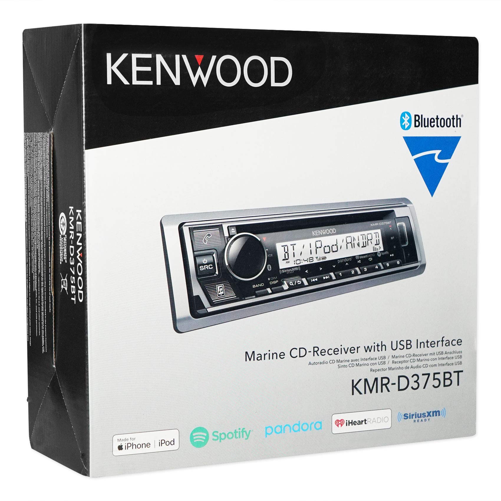 Kenwood KMR-D375BT Marine CD Receiver with Bluetooth & USB - Waterproof Boat Stereo for Boats, Yachts & Marine Vehicles | Perfect for Outdoor Water Activities & Cruising