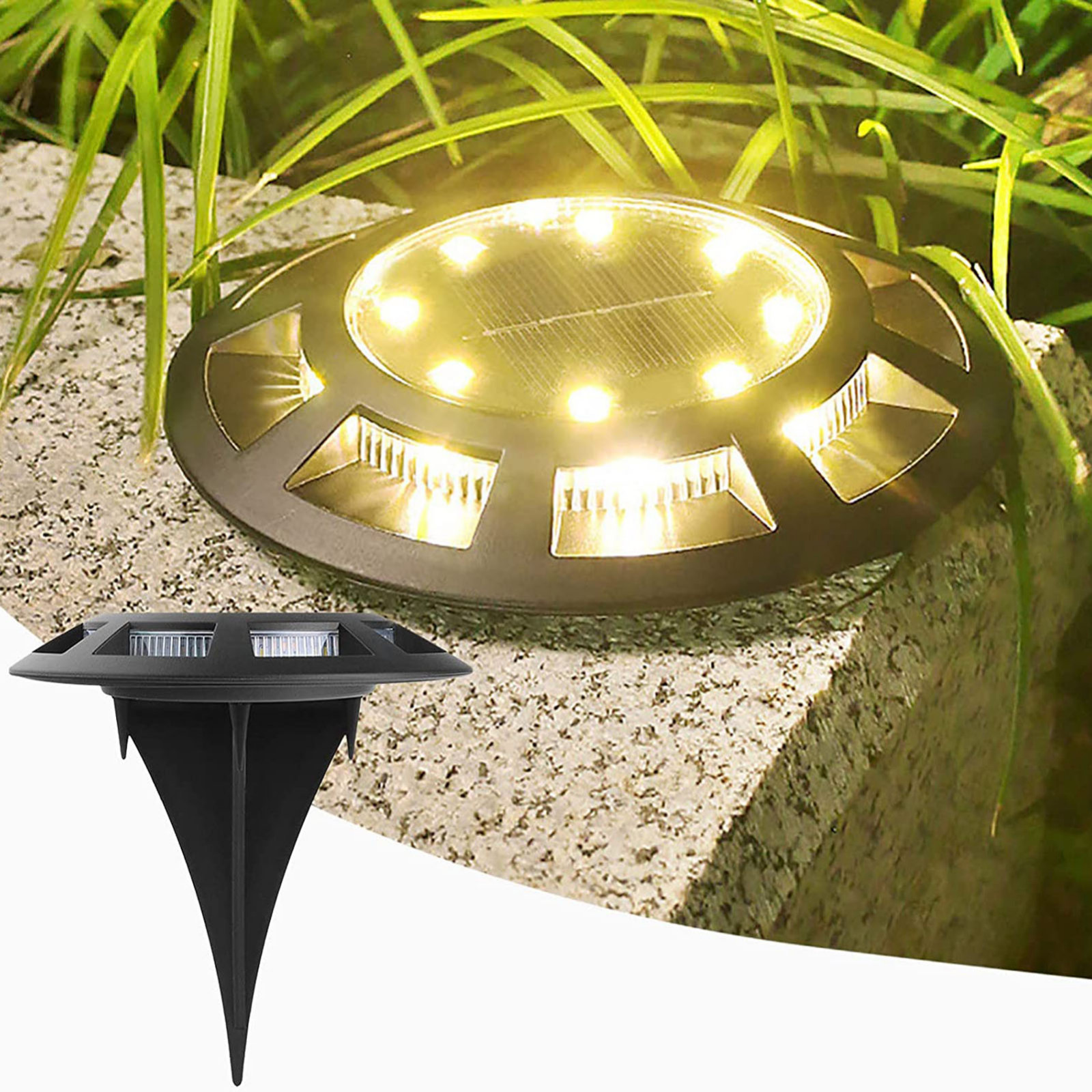 Fiudx 16 LED Solar Ground Lights - Waterproof Solar Powered Outdoor Garden Lights, Bright Solar Disk Lights for Landscape Lighting, Pathway, Yard, and Patio Decor