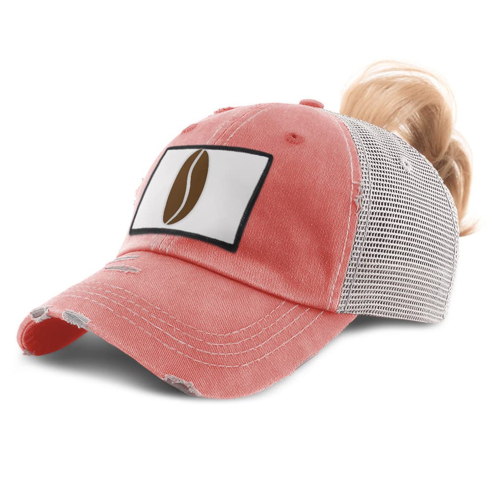 Speedy Pros Women's High Ponytail Baseball Cap - Coffee Themed Text & Image Design - Perfect for Coffee Lovers, Breakfast & Casual Outings