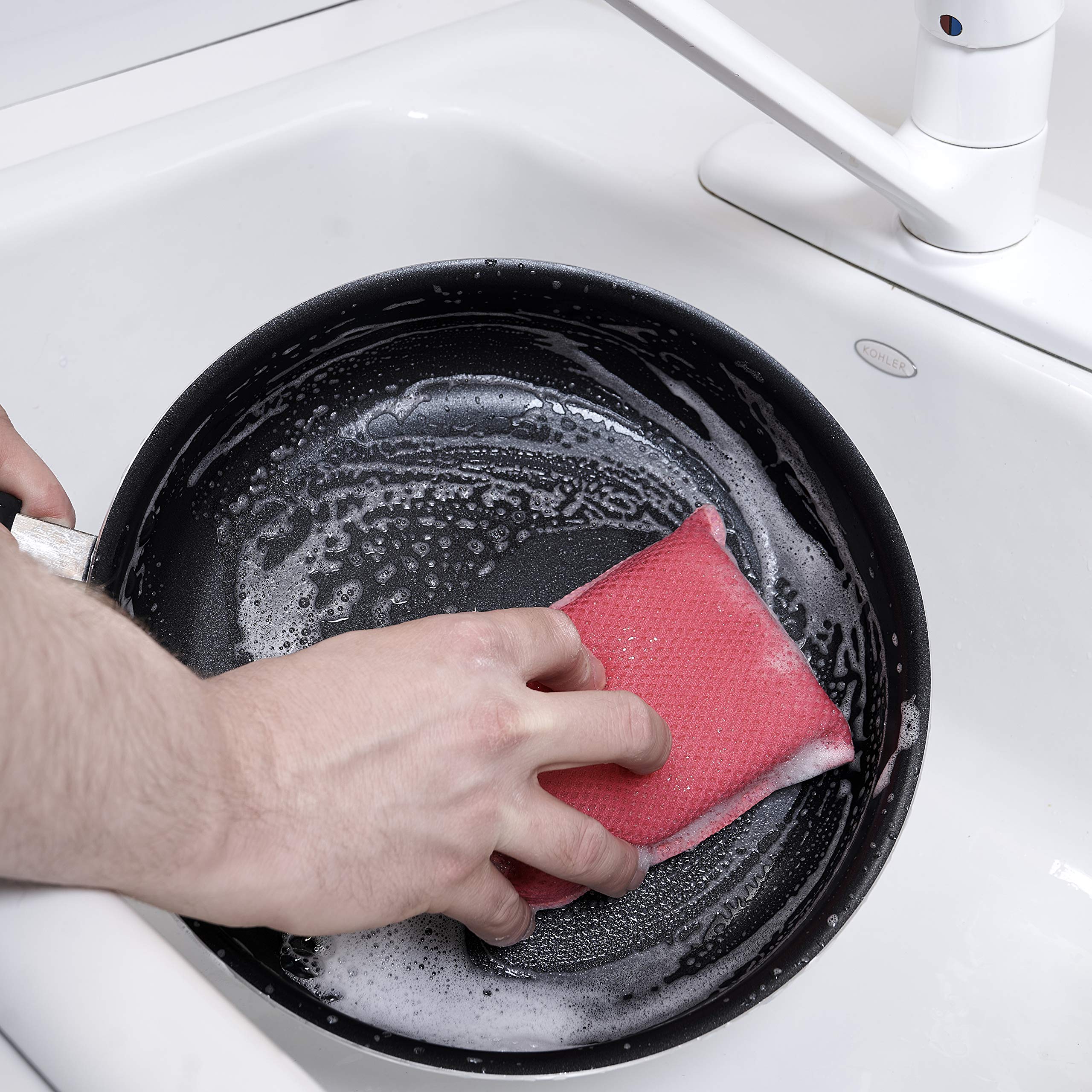 Non-Scratch Microfiber Sponges for Dishes - Heavy Duty Kitchen Cleaning Sponges, Multi-Purpose Dish Scrubber for Household Cleaning (Pack of 1) - Perfect for Pots, Pans, Countertops & Delicate Surfaces