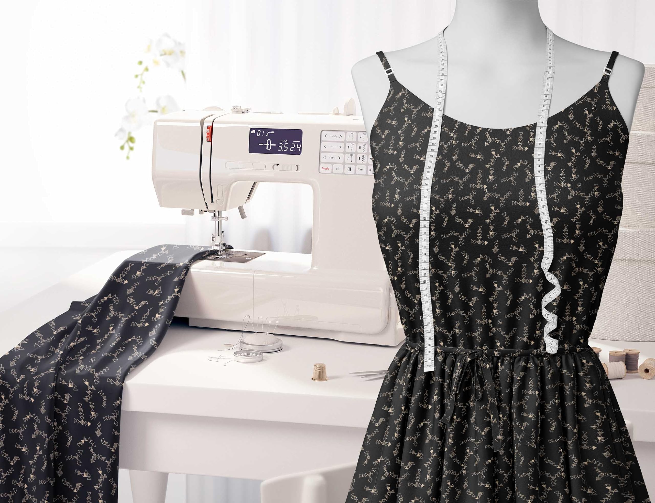 Soimoi Moss Georgette Black Fabric by The Yard - 42