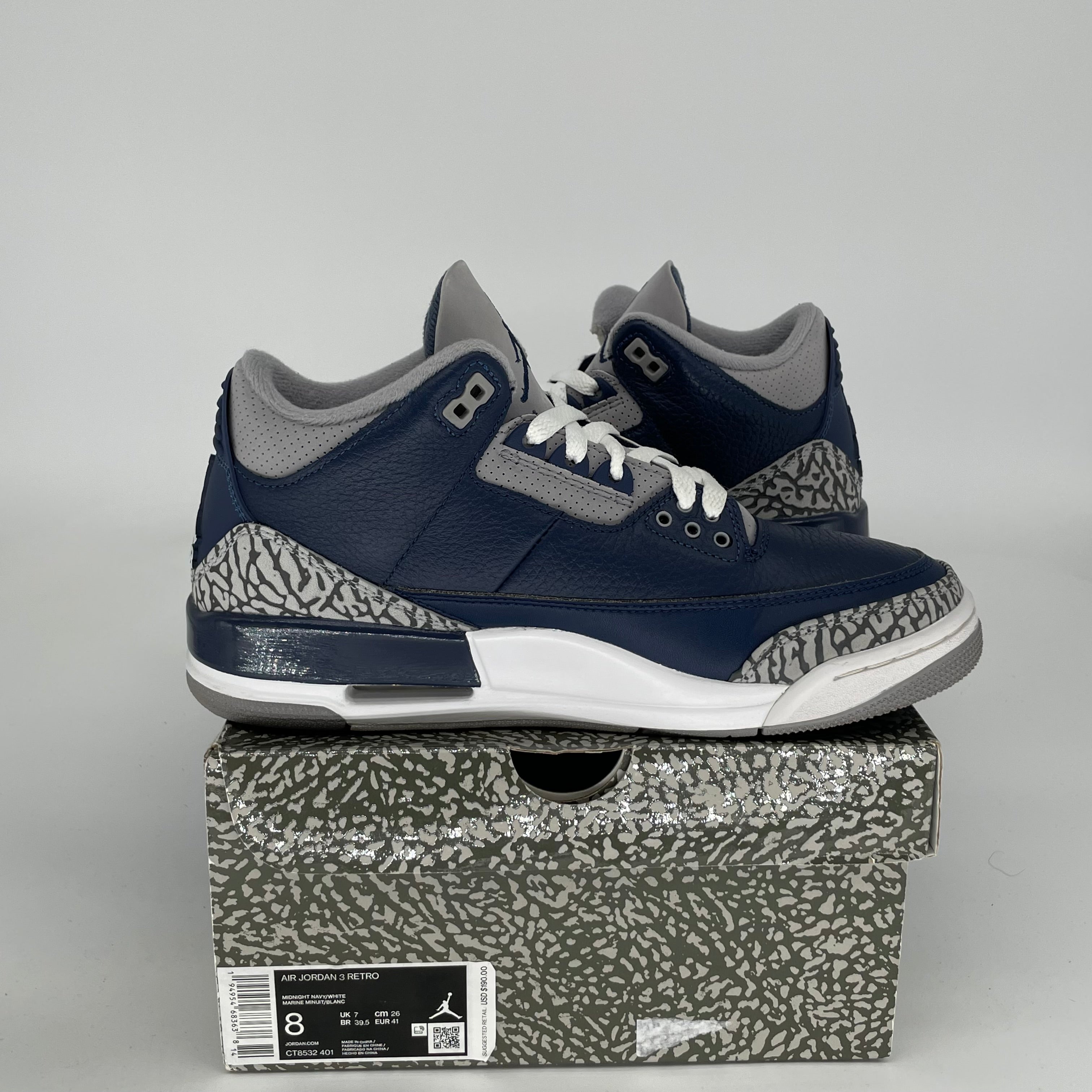 AIR JORDAN 3 GEORGETOWN Basketball Shoes Men's Size 8 - Retro Style Sneakers CT8532-401 for Casual Wear & Street Fashion