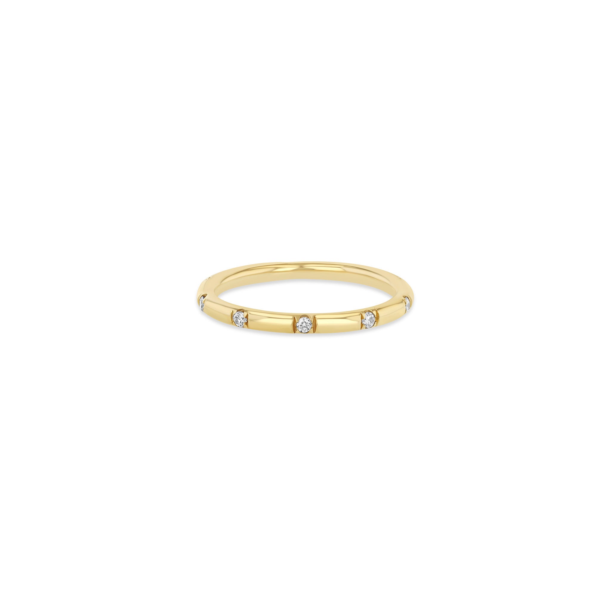 14K Gold 10-Piece Spread Out Pavé Diamond Thick Band Ring for Women - Elegant Stackable Wedding, Anniversary, or Everyday Jewelry Gift