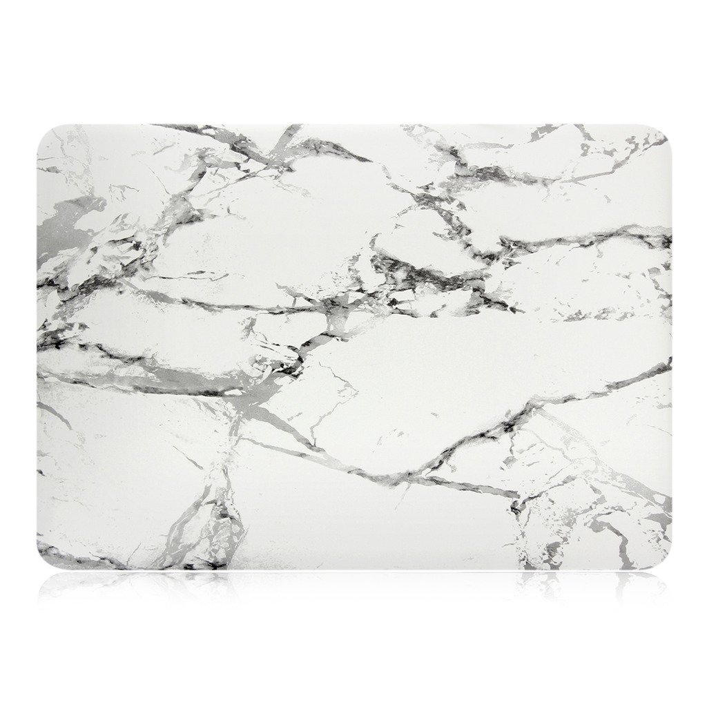UESWILL Marble Pattern Hard Shell Case Cover for MacBook 12 inch Retina Display A1534 - Protective Laptop Cover with Microfiber Cleaning Cloth (White/Grey) | Perfect for Office, School & Travel Use
