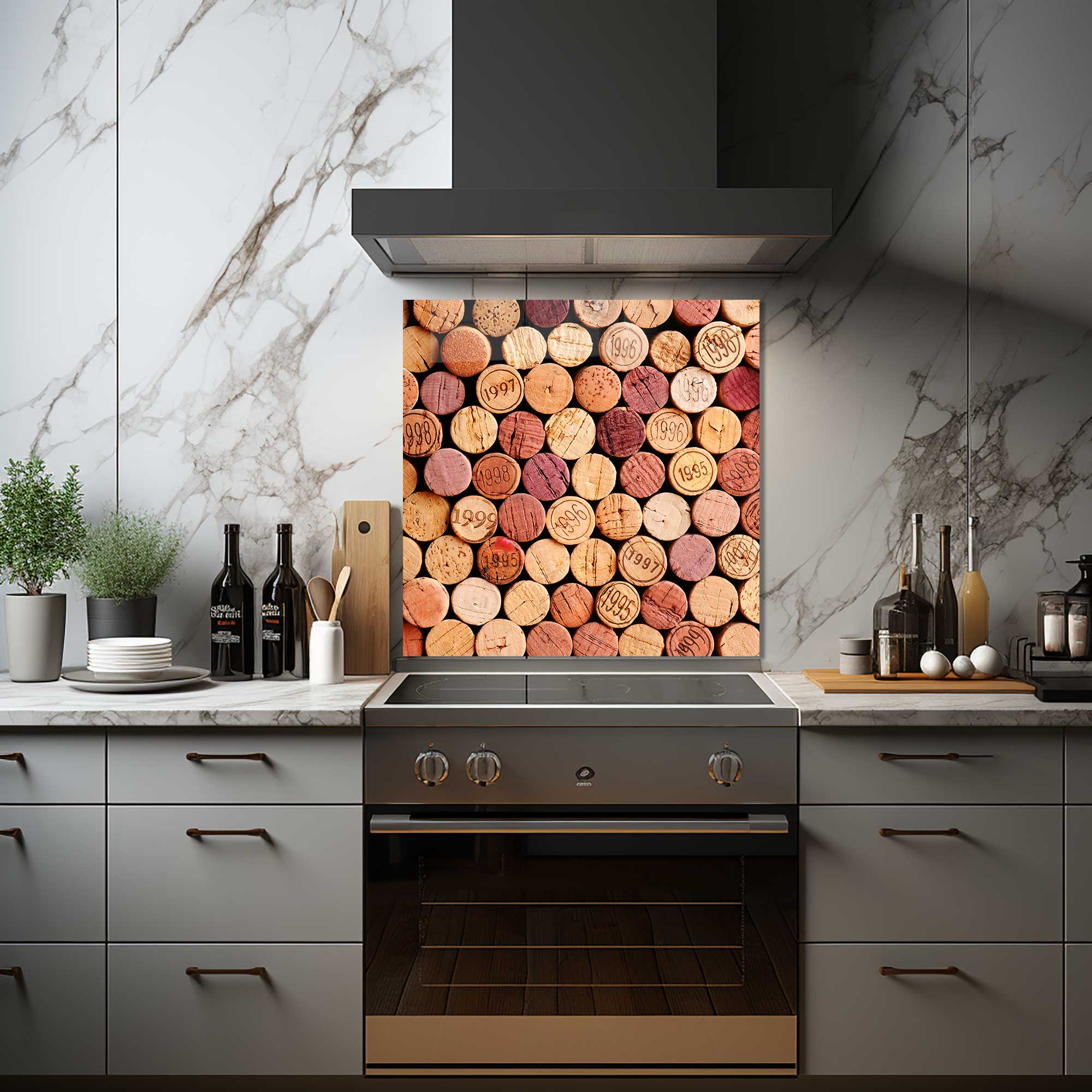 Premium Wine Corks & Glass Splashbacks - Elegant Kitchen & Bar Decor for Wine Enthusiasts | Perfect for Home Bars, Restaurants & Wine Cellars