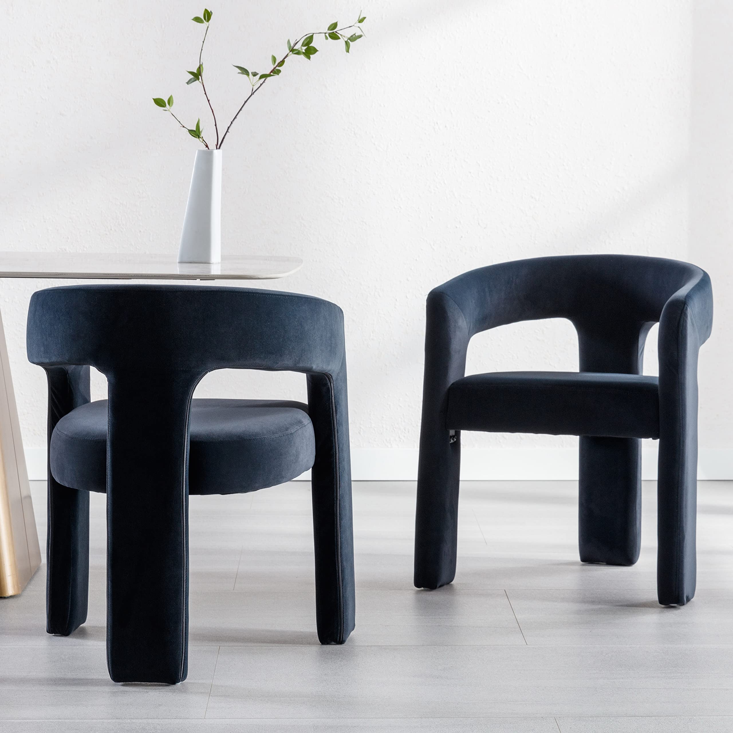Modern Black Velvet Upholstered Barrel Dining Chairs Set of 2 - Arm Accent Side Chairs for Living Room, Kitchen & Makeup Vanity - Comfortable Seating for Dining, Entertaining & Home Decor