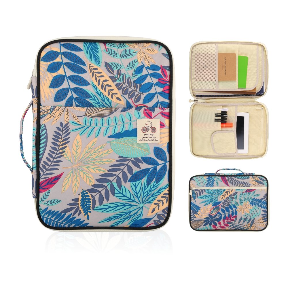 YOUSHARES A4 Document Bag - Multifunctional Travel Organizer with Zipper for Notebook, iPad, Papers & Pens | Waterproof Portfolio Case for Office, School & Business Trips (Colorful Aqua)