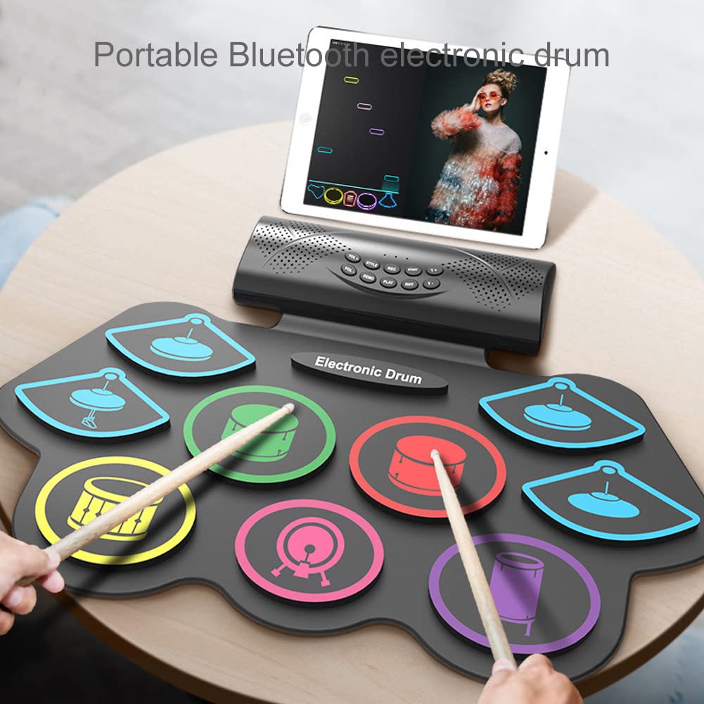 Hand-Rolled Portable Drum Set for Adults & Beginners - Bluetooth/APP Compatible with External Sound | Perfect for Home Practice, Live Performances & Travel