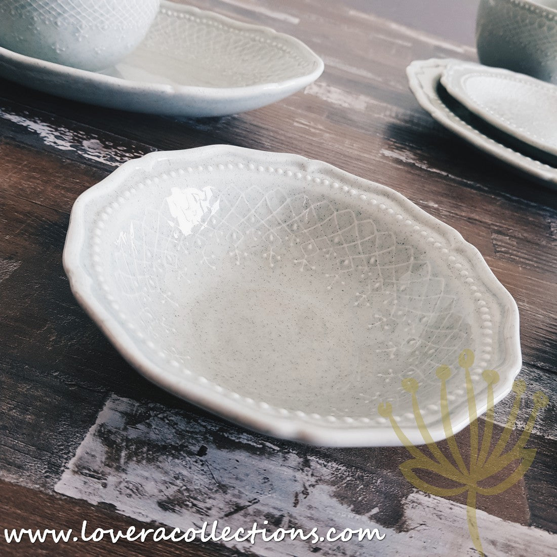 French Lace Dinnerware Set - Elegant Porcelain Plates & Bowls for Formal Dining, Wedding Reception & Holiday Table Setting (50% Off Limited Time Sale)