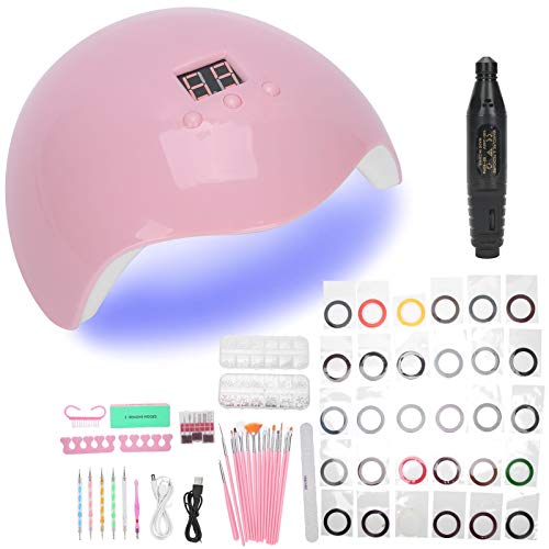 Professional 15Pcs Nail Art Lamp Kit with UV/LED Curing Light, Nail Drill, Gel Polish Pen & Accessories - Complete Manicure & Pedicure Set for Salon & Home Use (Black) - Perfect for DIY Nail Art, Gel Polish Curing & Nail Care