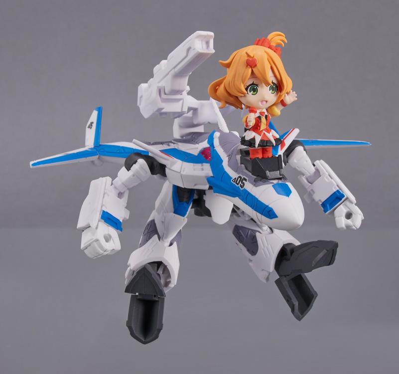 Bandai Tiny Session Macross Frontier VF-31J Siegfried Hayate Immelmann & Freyja Wion Action Figure Set - Anime Collectible for Display & Gifts